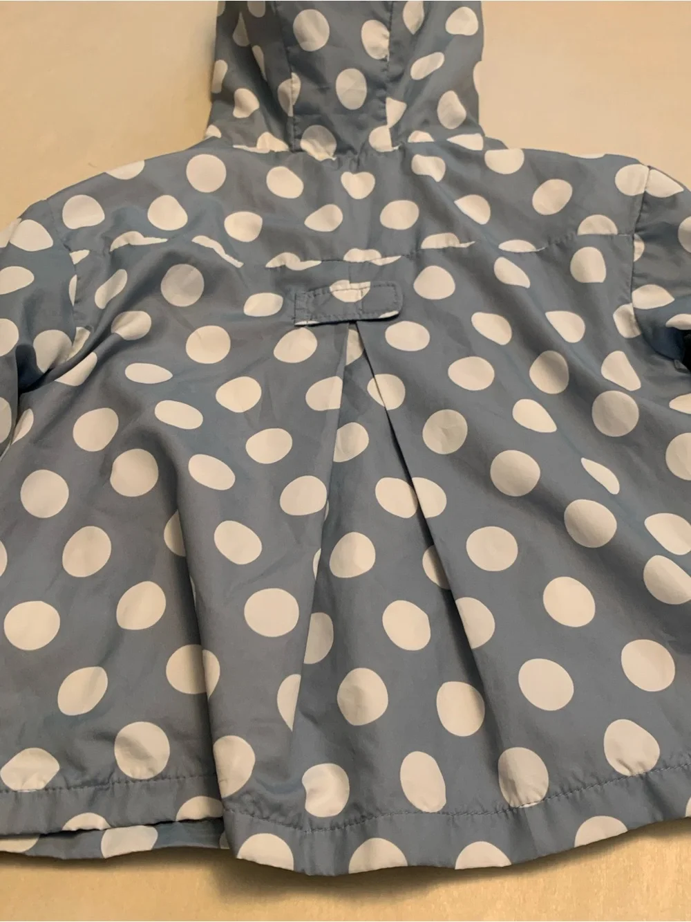 Kids Zara Blue & White Polka Dot Hooded Windbreaker Jacket, Size 18-24 Months